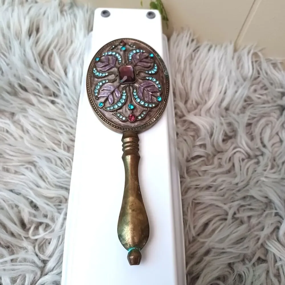 Alexander Kalifano Enameled Jeweled Decorative Butterflies Hand Held Mirror